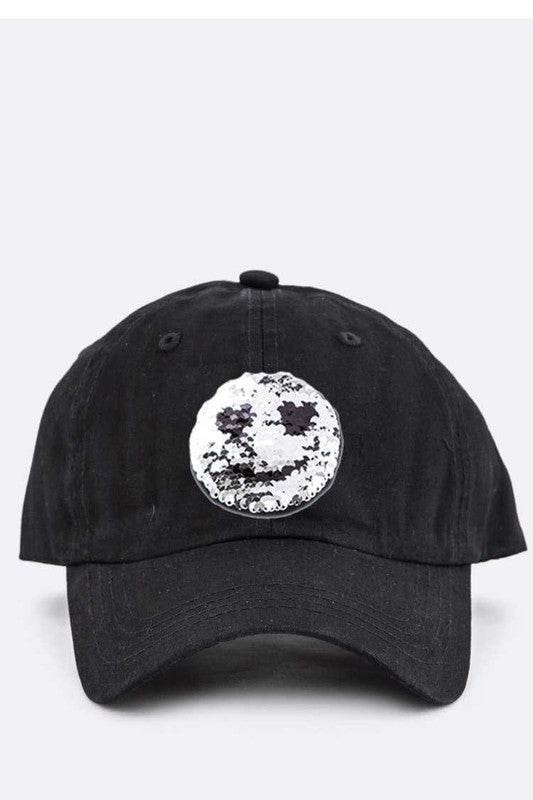 2 Tone Sequins Emoji Patch Cap